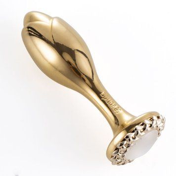 Металева анальна пробка LOCKINK SEVANDA Pearl Rose-shape Anal Plug, зі штучною перлиною SX0888 фото