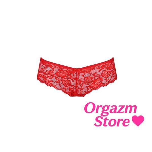 Трусики-бразиліана з квіткового мережива Passion RAJA THONG L/XL, red SO5376 фото